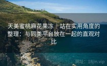 天美蜜桃麻花果冻｜站在实用角度的整理：与同类平台放在一起的直观对比